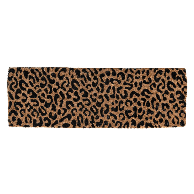 Natural Coir Double Doormat With Leopard Print, Natural