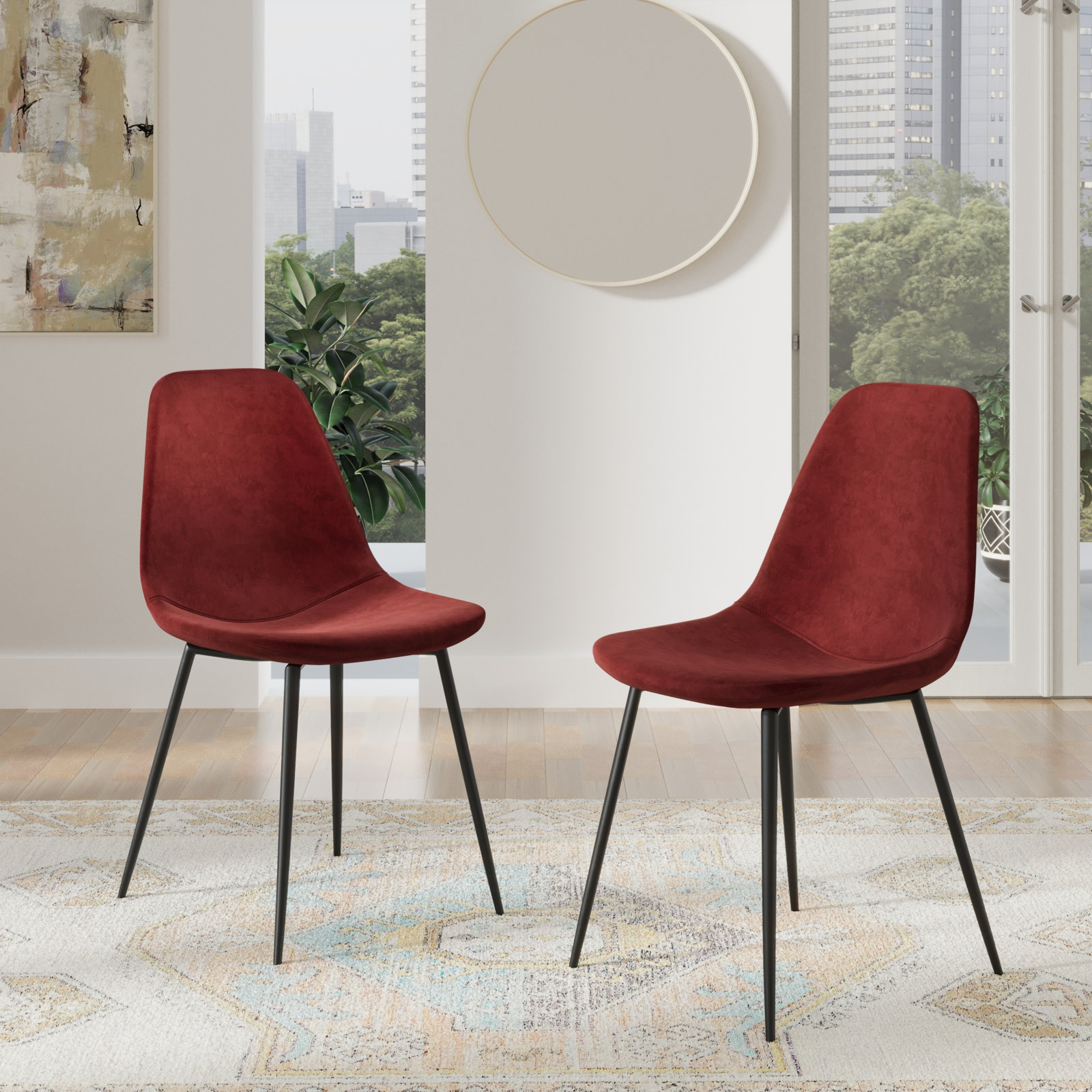 Kody Velvet Dining Chair, Bella Claret Performance Velvet