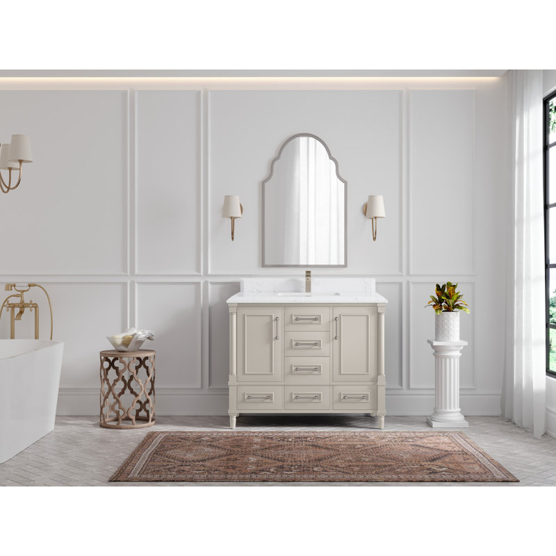 Aberdeen 42'' Single Bathroom Vanity with Quartz Top, Empira