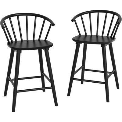 Counter Height Bar Stools Set With Semicircular Backrest, Farmhouse Style