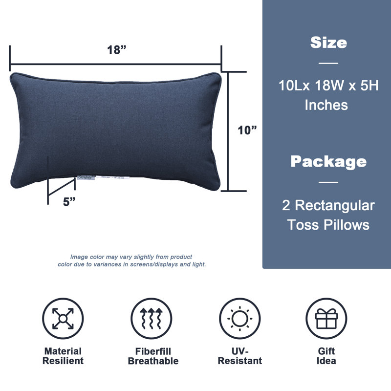 Outdoor Reversible Throw Pillow, Dark Blue