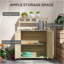 Banc de rempotage Outsunny, table de rempotage en bois pour l'extérieur avec armoire de rangement avec 2 tablettes, banc de jardin avec plateau en placage galvanisé pour la cour arrière, balcon, naturel