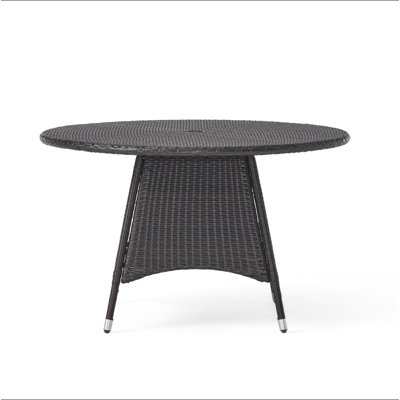 Corsica Outdoor Dining Table – Woven PE Wicker, Powder-Coated Iron, Weather-Resistant (Table Only)
