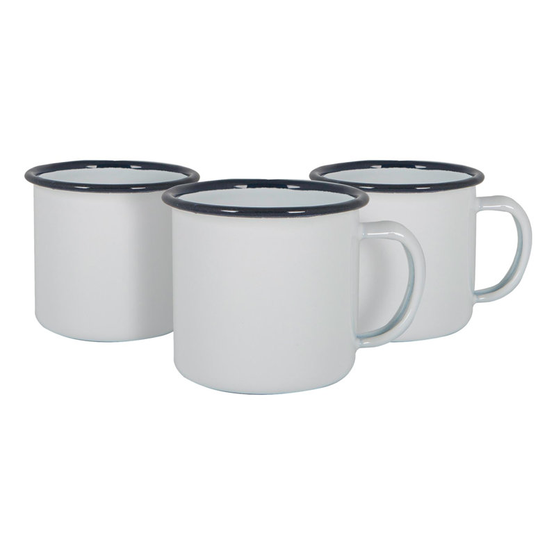 Enamelware Espresso Cup, White/Dark Blue, 6