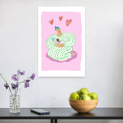 Sweet Mother Baby Hug Abstract Contemporary Wall Art Print 1 Piece Wrapped Canvas Wall Art