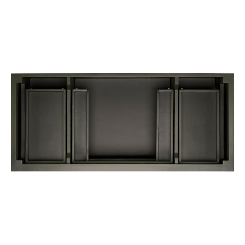 Elmdale 48" Freestanding Mahogany Single Vanity Rectangular Undermount Sink, Dark Olive Green, Carrara Marble, 8" Widespread