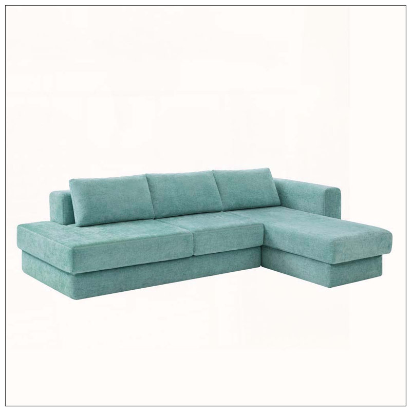 Canapé modulaire en L avec coussins double couche, Sarcelle