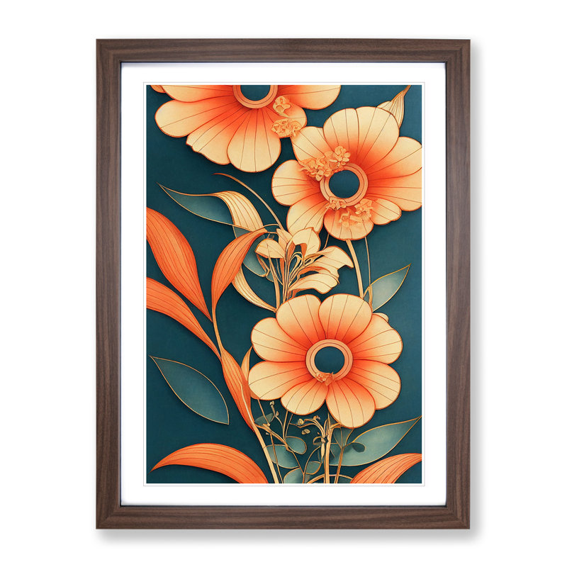 Flourishing Flowers - Single Picture Frame Print, 34cm H x 25cm W, Walnut