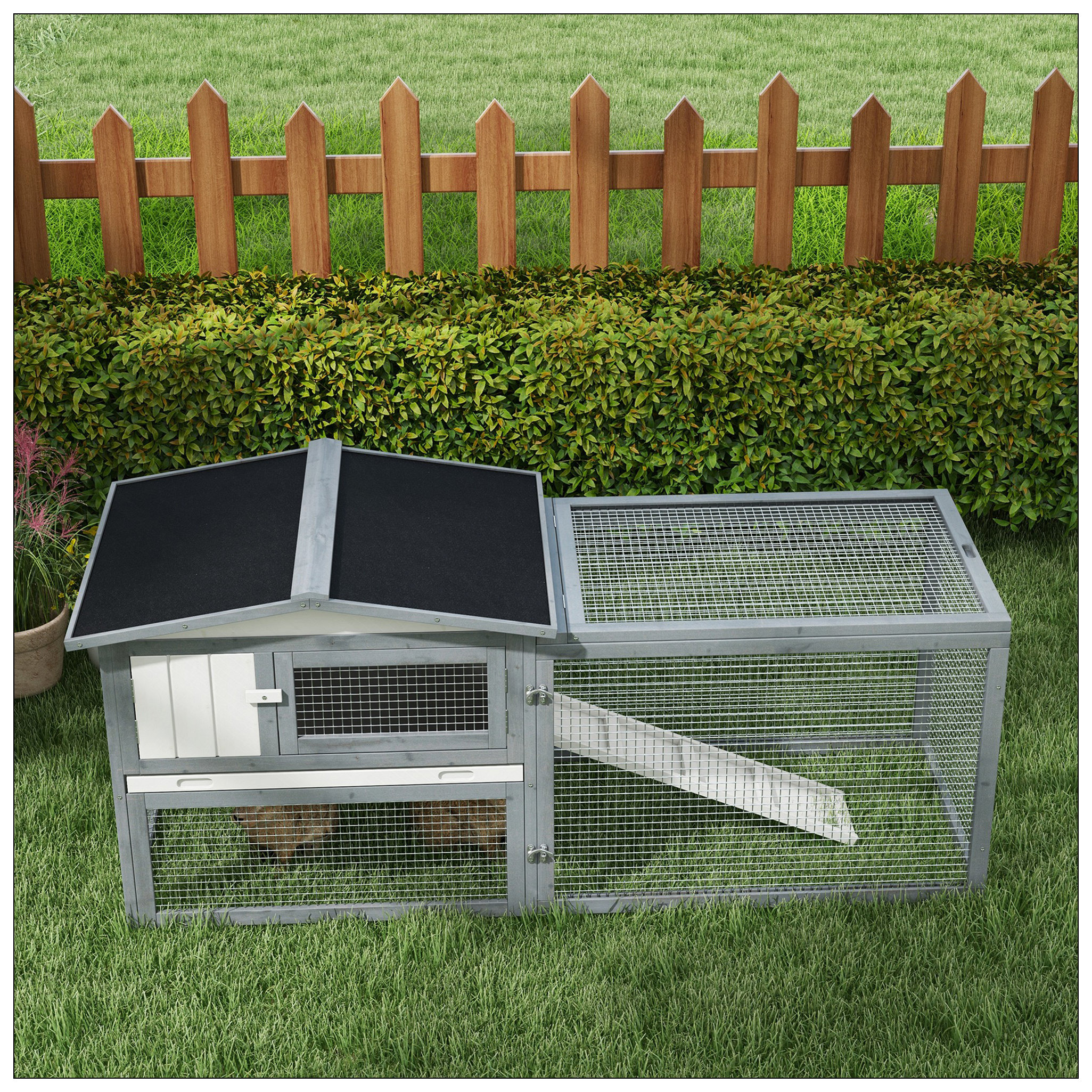 REDmintss Spacious 2-Story Rabbit Hutch With Detachable Run And Slide ...
