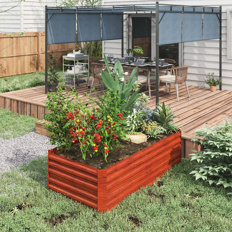 Lit de jardin surélevé galvanisé 6 pi x 3 pi x 2 pi, brun foncé. Pour les légumes, les fleurs et les herbes. Boîte à fleurs extérieure renforcée et ouverte à fond ouvert. Spacieux. Eau, facile à installer