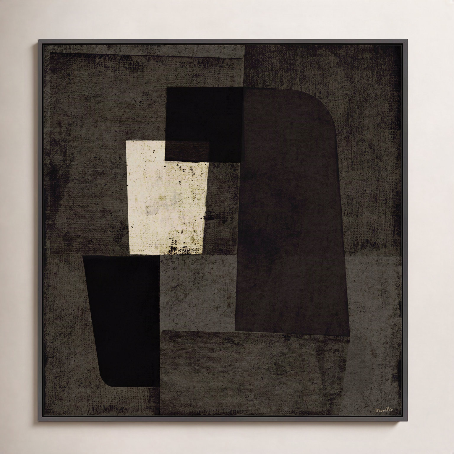 Night Shift 2 by Marco Marella for Studio M - Framed Wall Art, 30" H x 30" W, Canvas, Black