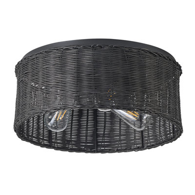 Plafonnier rond en fer rotin 3 lumières