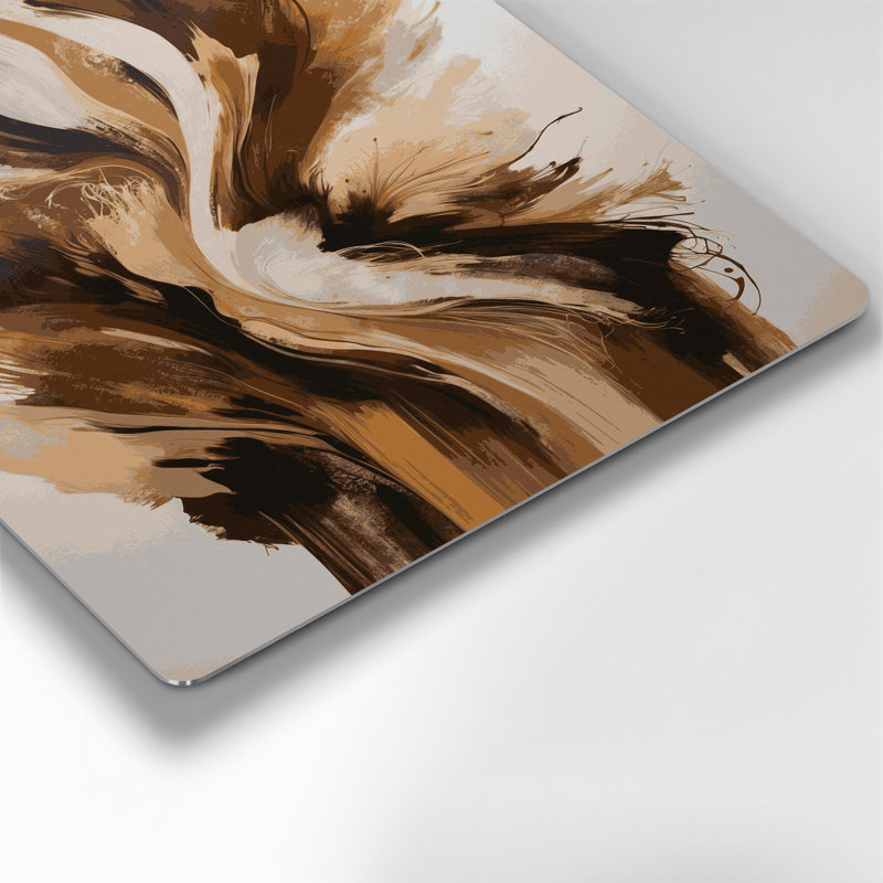 «Lyrical Abstraction 21», art mural en métal beige, H 24 po x l 36 po
