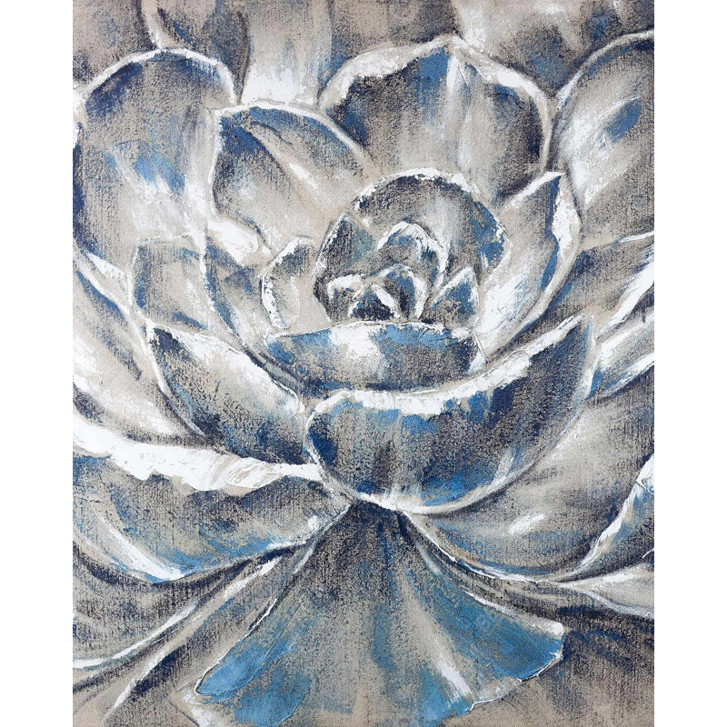 Fleur grise et bleue - Toile de bureau bleue pour la décoration intérieure