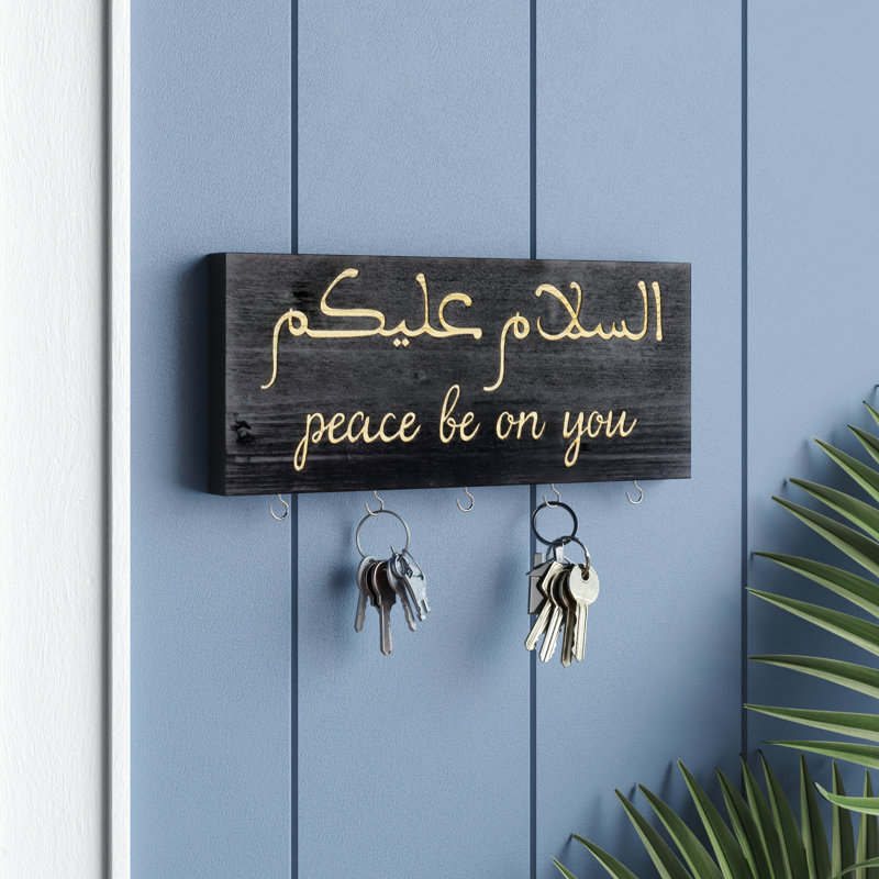 Solid Wood Wall Organizer with Key Hooks
