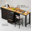 Îlot de cuisine l 49 po avec ports de charge, table extensible 27,5 po, tiroirs et supports-1610263212