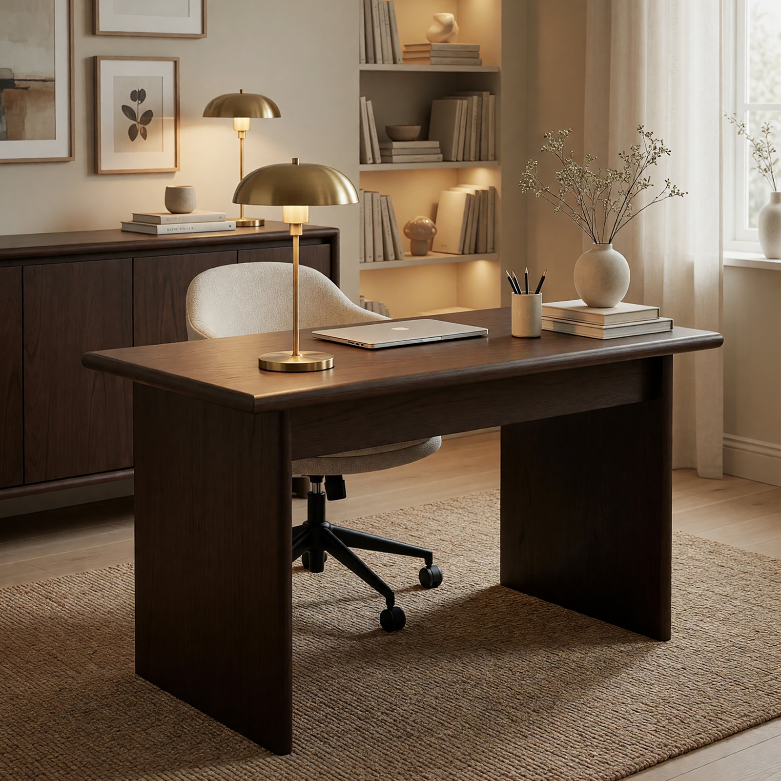 Soleil 50" Writing Desk, Brown