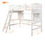 Lit mezzanine simple avec tablettes de rangement, bureau et échelle-121522261