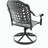 Cast Aluminum Patio Swivel Chair 2PCS With Black Frame and Blue Cushions