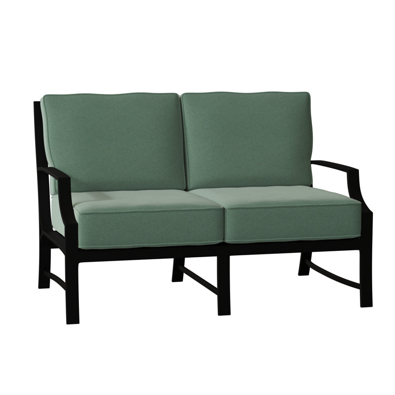 Seal Cove Outdoor 2 - Seat Loveseat, Textured Black, Chartres Malt Sunbrella®