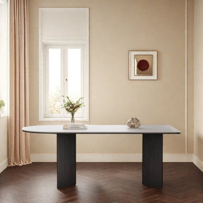 Table de roche simple en bois massif noir