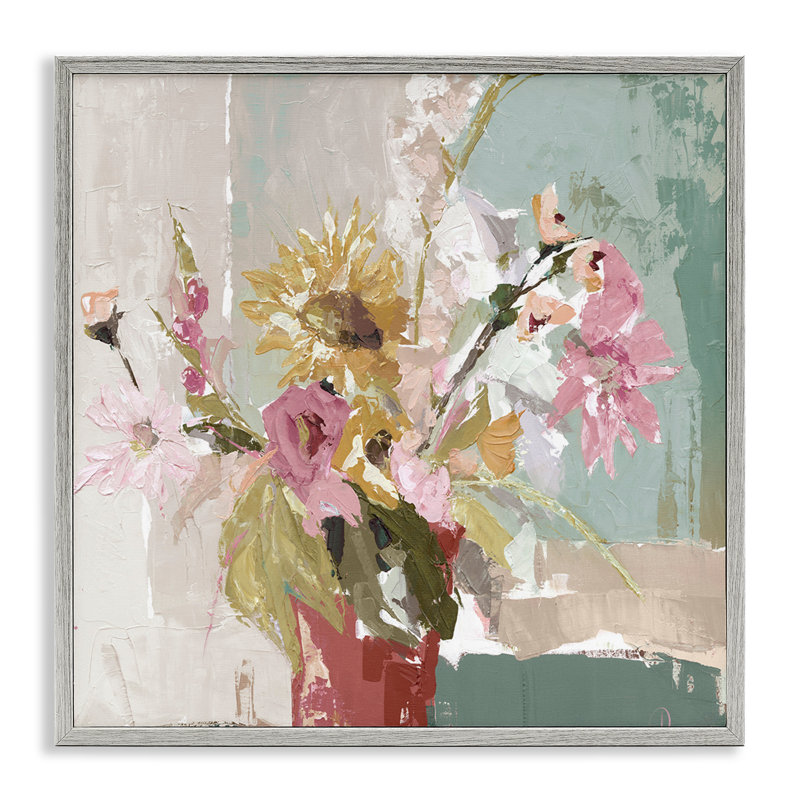 Vase de tournesol mixte, giclée abstraite, design par Susan Pepe, Estampe numérique Farmhouse, H 24 po x l 24 po