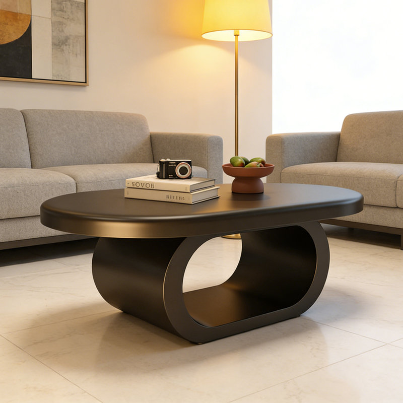 Table basse Minimalist Luxury Modern, H 17,71 po x L 39,37 po x l 21,65 po, Noir, Noir