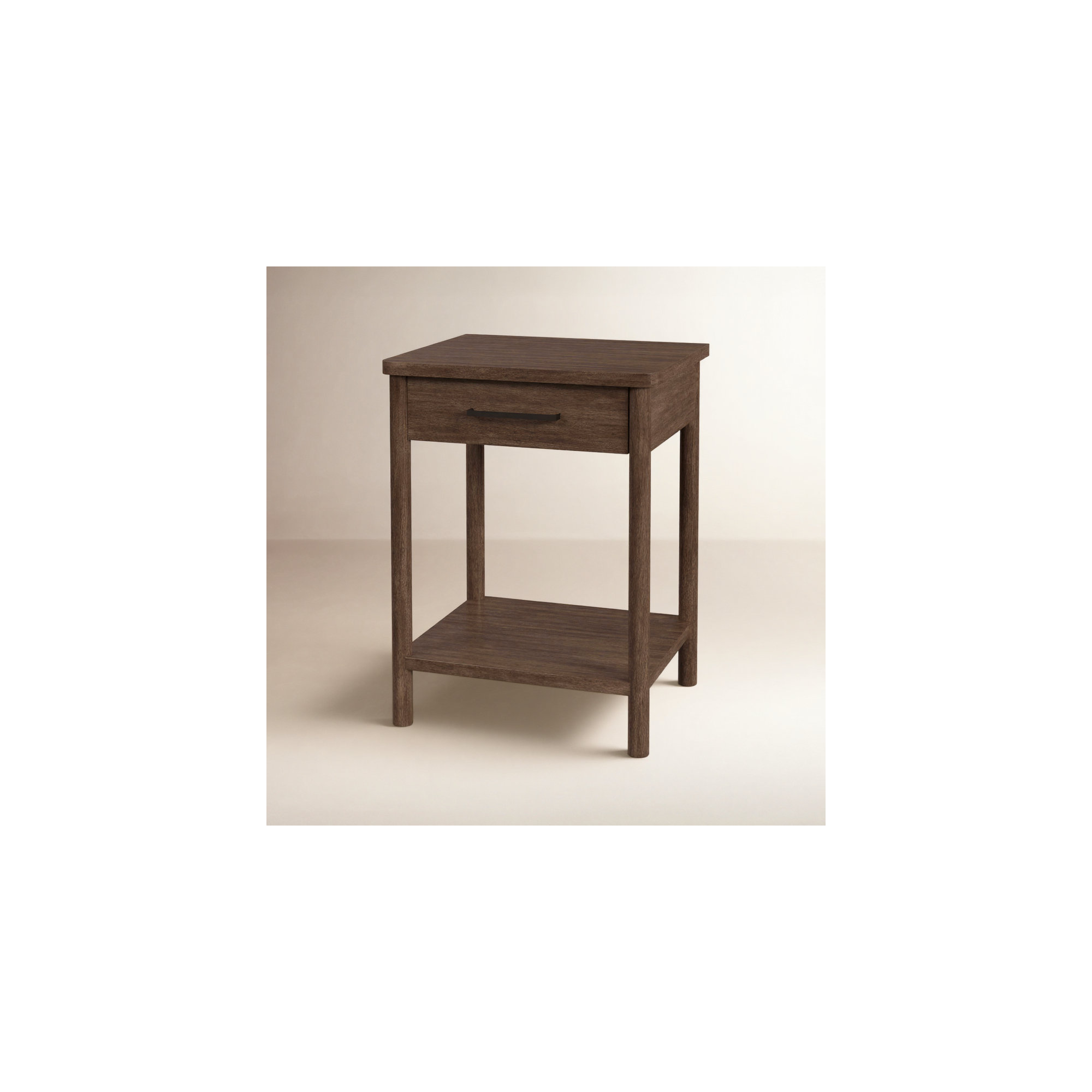 Hall 1 - Drawer Solid Wood Nightstand, Dark Brown