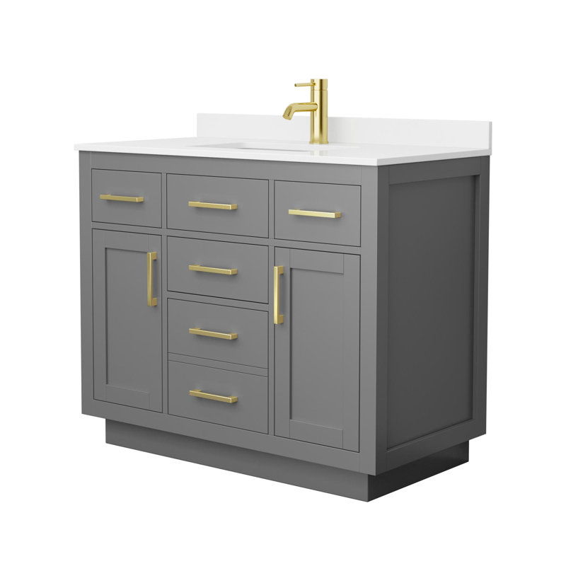 Beckett TK 42'' W Vanity, Single, Brushed Gold, Gray