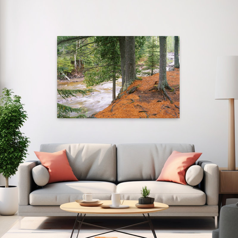 Rivière qui coule à travers une forêt de groseilles, Gooseberry Falls State Park, Minnesota, États-Unis, H 40 po x l 60 po