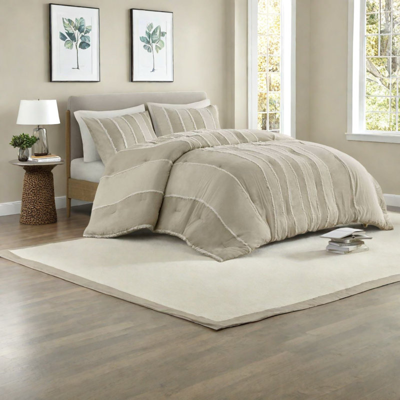 Comfortable Cotton Bedding Sets, Striped Taupe Design For Home Use