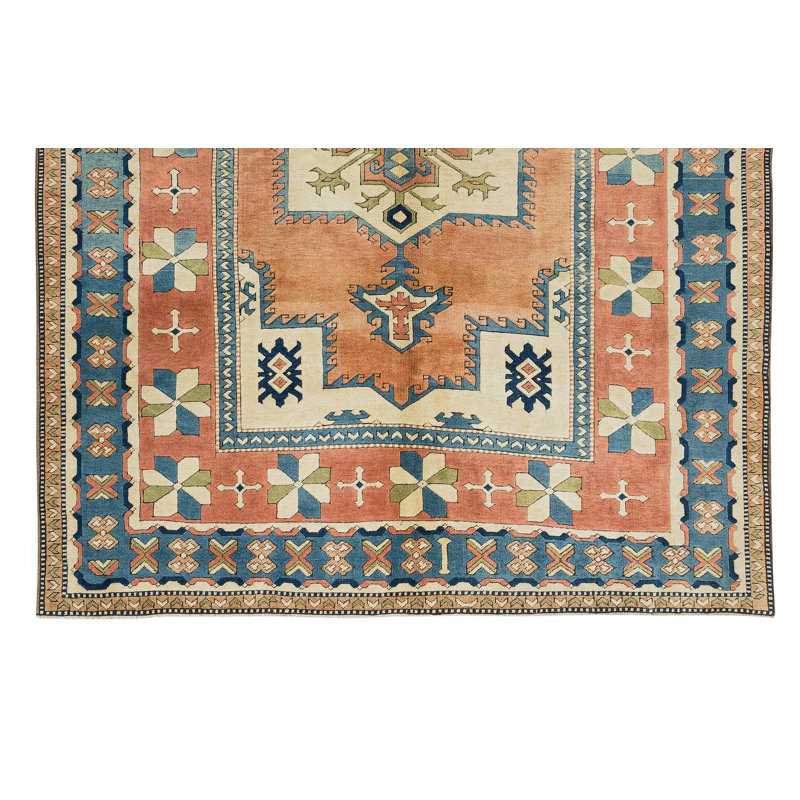 Tapis turc fabriqué à la main à motif géométrique 100% laine