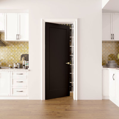 36x80 In.1 Panel Prefinished Laminate Black Hollow Core Composite Interior Molded Door Slab