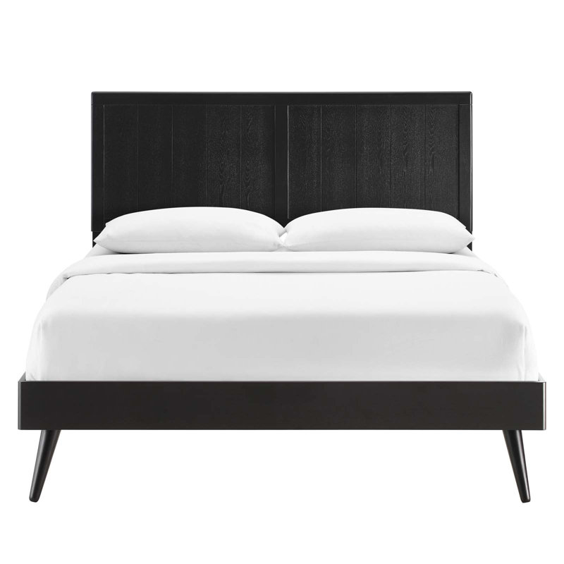 Alana Black Queen Wood Platform Bed with Splayed Legs