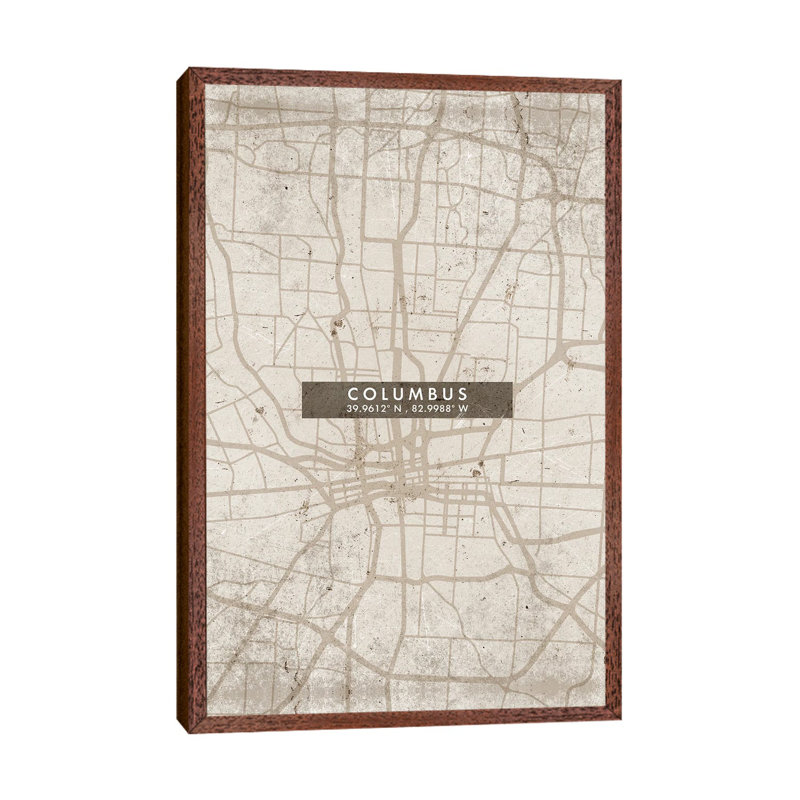 Columbus City Map Abstract Style by WallDecorAddict - Gallery-Wrapped Canvas Giclée on Canvas, Classic Wood Floater Framed