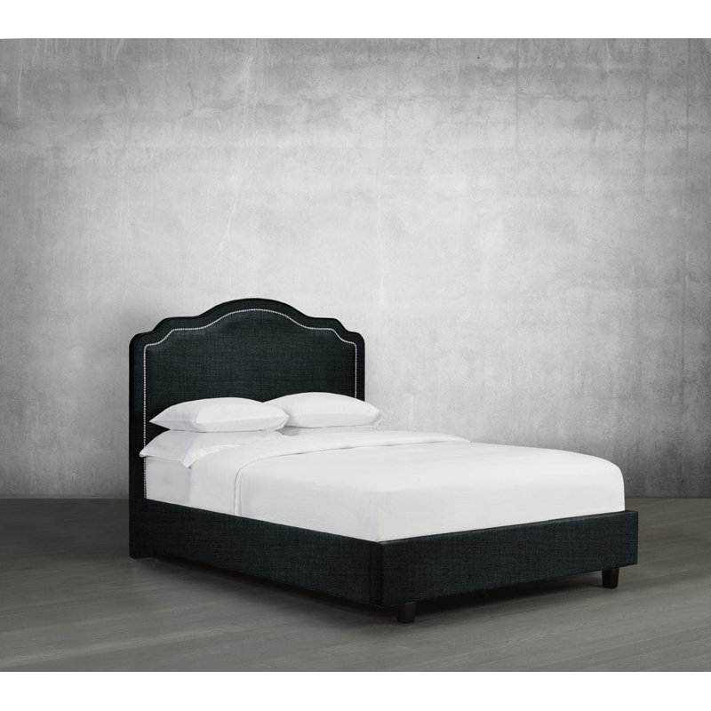 Lit plateforme en tissu d’ameublement Stonebraker, Double, Lin - denim