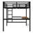 Metal  Loft Bed  with Power Outlet and LED Lighted, Space-Saving, Noise Reduced, Black-2121585903
