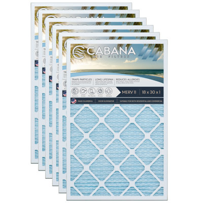 Cabana Air Filters 6 Pack HVAC Furnace Air Filters, MERV 11, 20 x 24 x 1, White