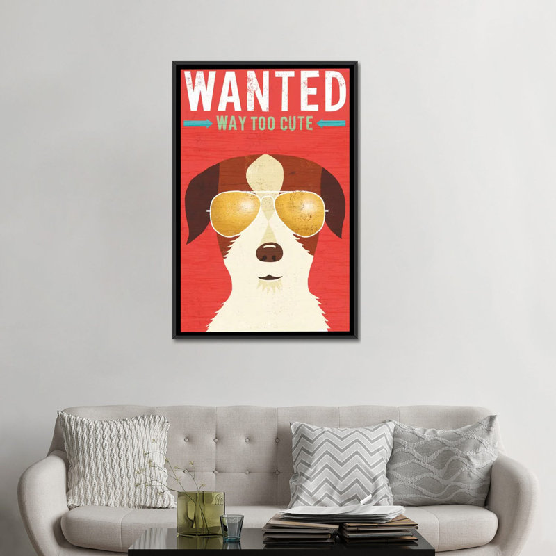 «Beach Bums Series: Terrier II», impression sur toile, H 26 po x l 18 po x P 1,5 po, Toile avec cadre noir, Pas de tapis