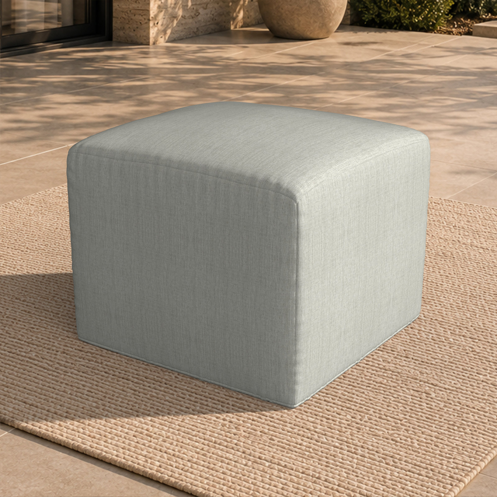 Praia 22" Sunbrella® Patio Ottoman, Canvas Granite Sunbrella® Canvas