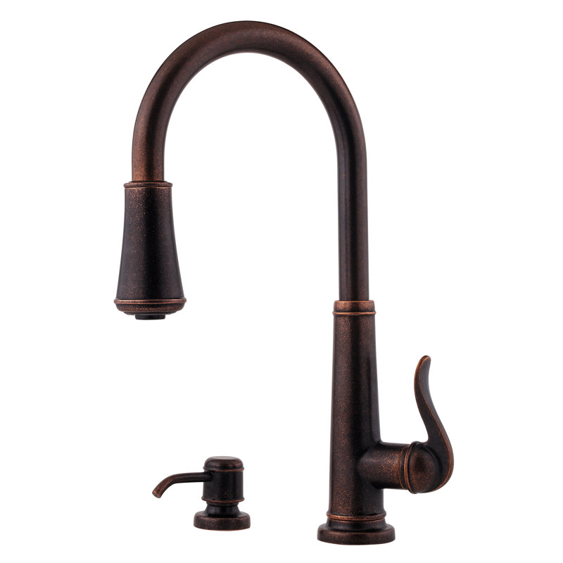 Robinet de cuisine à poignée simple avec distributeur de savon Ashfield, Bronze rustique