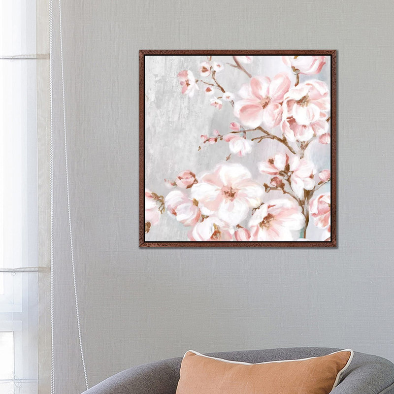 Spring Cherry Blossoms II by Eva Watts - Print on Canvas, 66.04 cm H x 66.04 cm W, Classic Brown Wood Framed Canvas