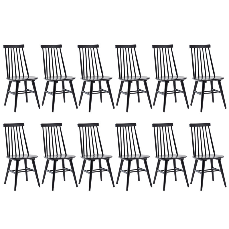 Alvie Solid Wood Cross Back Side Chair, Black