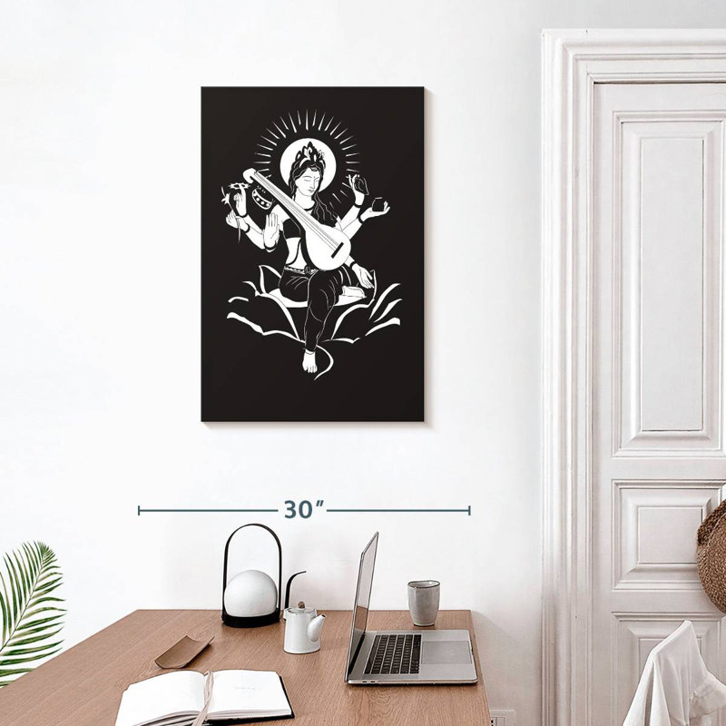 Adas symbolique Saraswati, H 30 po x l 20 po