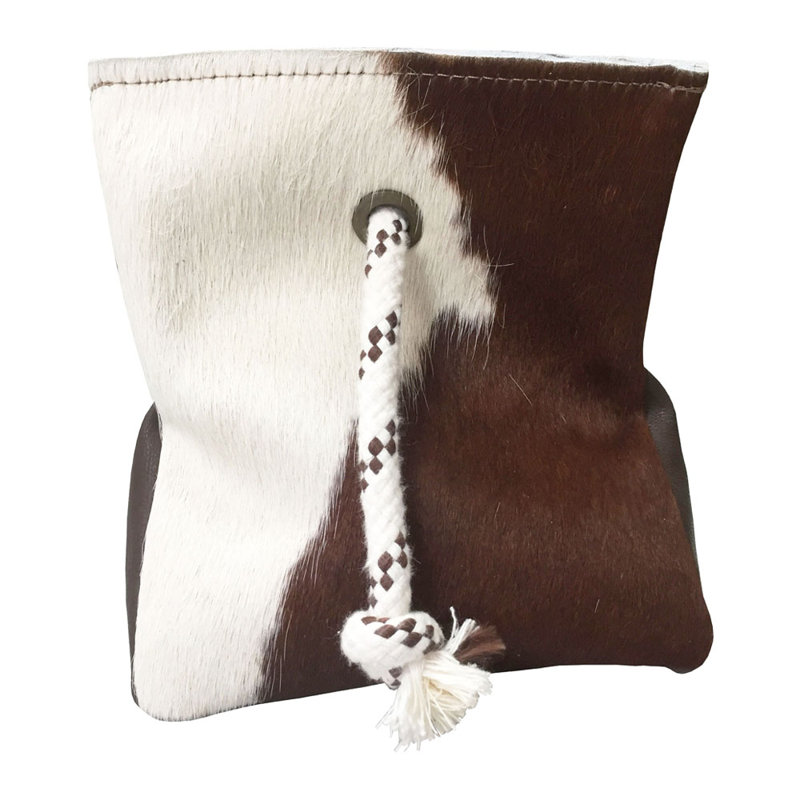 Bouchon de porte en cuir de vache, Brun / Blanc
