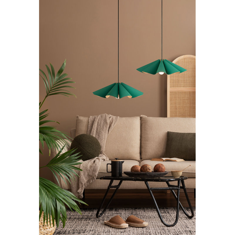 Delfina 1-Light Single Pendant, Light Petrol, 5.9" H x 23.6" W x 23.6" D