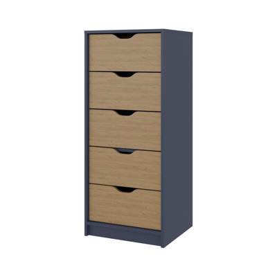 Kronos Blue and Natural Oak 5-Drawer Dresser