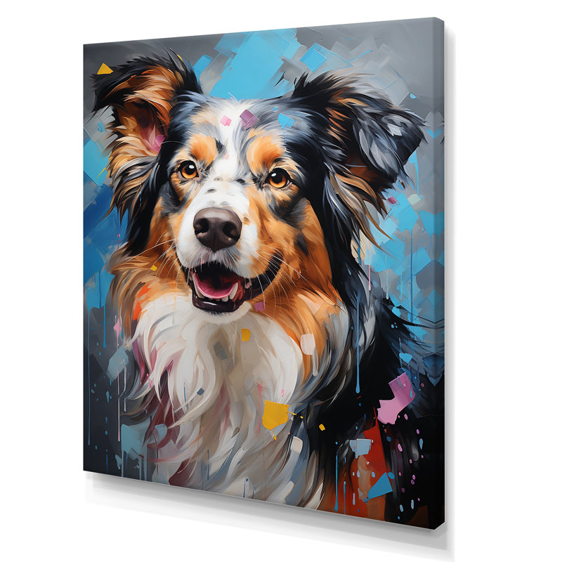 «Playful Collie Portrait I», reproduction sur toile, Toile tendue, H 20 po x l 12 po x P 1 po