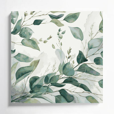 Botanical Eucalyptus Beige Canvas Wall Art