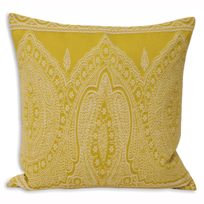 Savla Paisley Yellow Square Cushion
